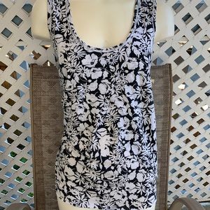 Black and white flowered tank top